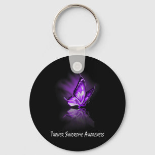 Butterfly Ribbon Turner Syndrome Awareness Key Ring