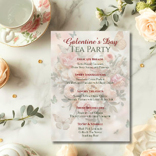 Butterfly Rococo Rose Galentine Garden Brunch Menu Invitation