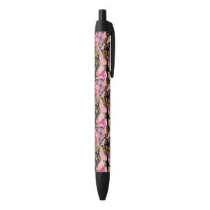 Butterfly Rose Garden Floral Flower Cute Aesthetic Black Ink Pen
