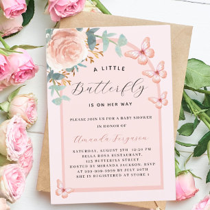 Butterfly rose gold floral arch Baby Shower Invitation