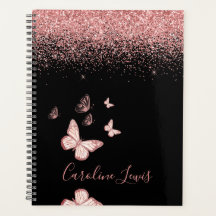 Butterfly Rose Gold Glitter 2023 Planner With Name
