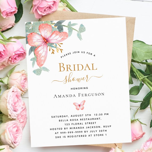 Butterfly rose greenery Bridal Shower invitation (Creator Uploaded)
