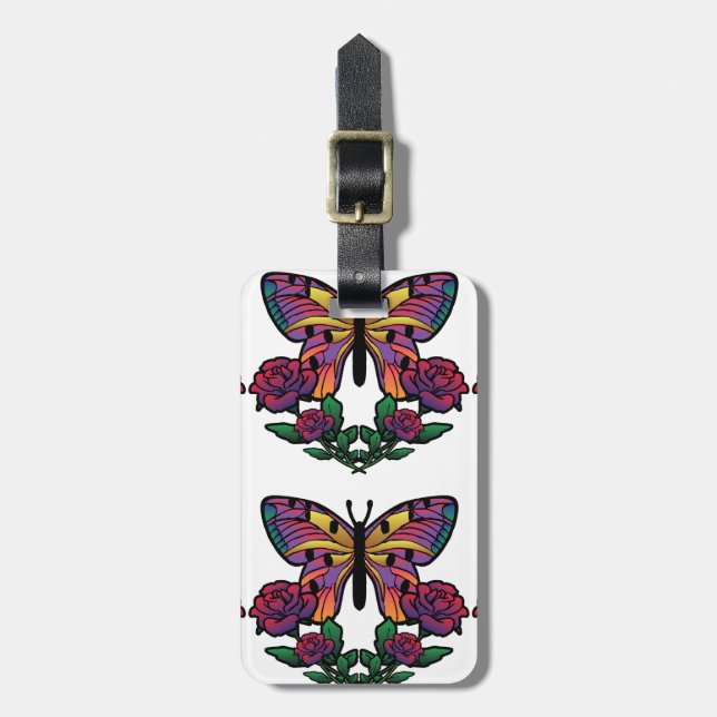 Butterfly Rose Luggage Tag (Front Vertical)