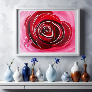 Butterfly Rose Painting by Alfred Fox Canvas Print