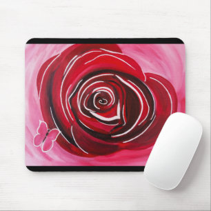 Butterfly Rose Painting by Alfred Fox Mouse Mat
