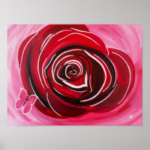Butterfly Rose Painting by Alfred Fox Poster
