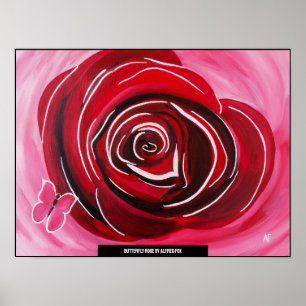Butterfly Rose Painting by Alfred Fox Poster