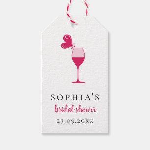 Butterfly Rose Wine Tasting Bridal Shower Gift Tags