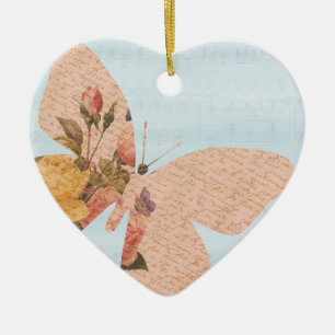 Butterfly Roses Ceramic Tree Decoration