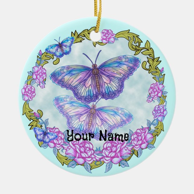 Butterfly  Roses  ornament (Front)