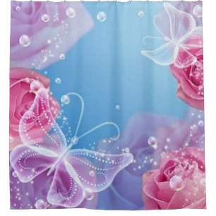 Butterfly Roses Shower Curtain