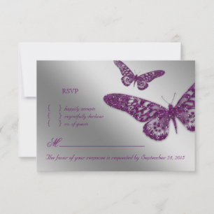 Butterfly RSVP Wedding Reply Card Purple
