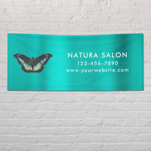 Butterfly Salon Business Promotional Metallic Teal Banner