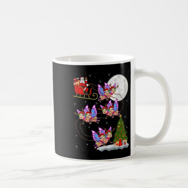 Butterfly Santa Sleigh Flying Funny Magical Christ Coffee Mug (Right)