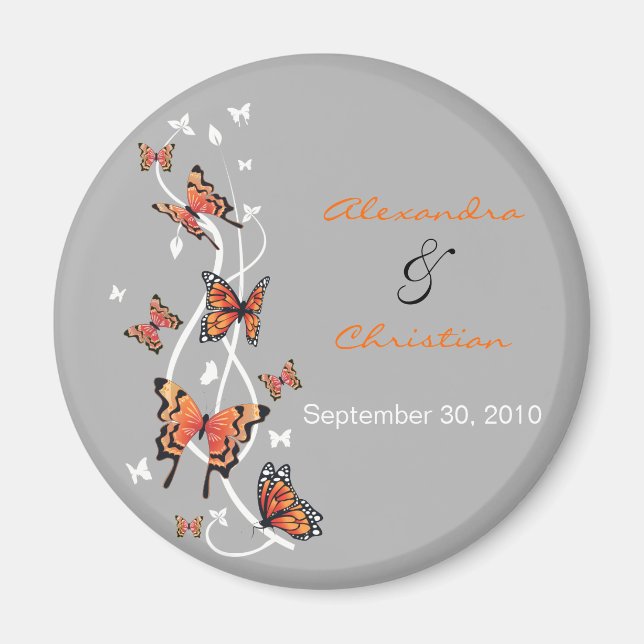 Butterfly Save The Date Wedding Announcement Magnet (Front)