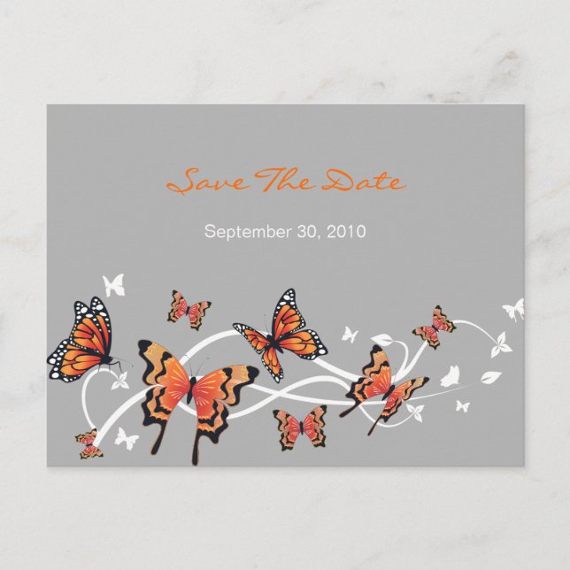 Butterfly Save The Date Wedding Announcement Postcard (Front)