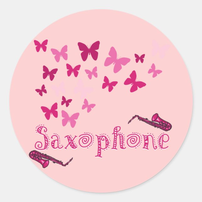 Butterfly Saxophone Classic Round Sticker (Front)