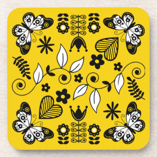 Butterfly Scandinavian folk art Coaster