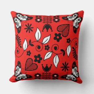 Butterfly Scandinavian folk art Cushion
