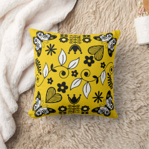 Butterfly Scandinavian folk art Cushion