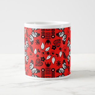Butterfly Scandinavian folk art Large Coffee Mug