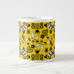 Butterfly Scandinavian folk art  Large Coffee Mug
