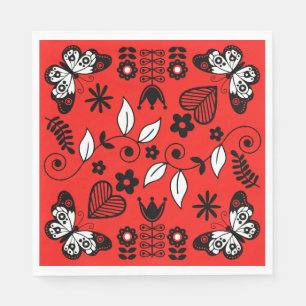 Butterfly Scandinavian folk art Napkin