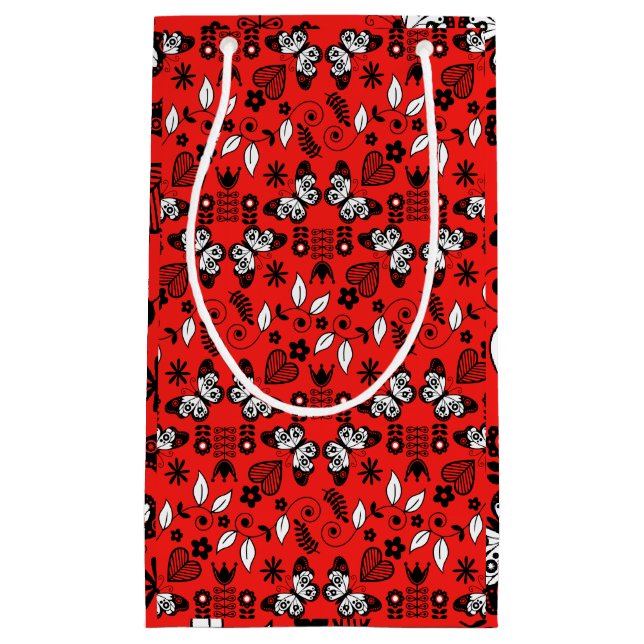 Butterfly Scandinavian folk art  Small Gift Bag (Front)