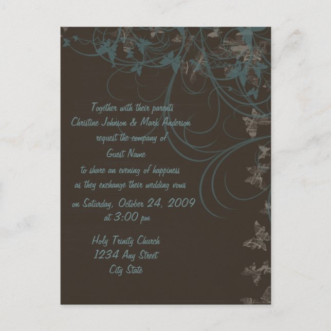 Butterfly Scrolls Wedding Invitation (Front)