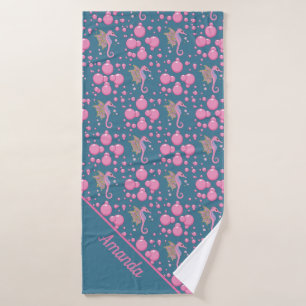 Butterfly Seahorse Custom Name Bath Towel