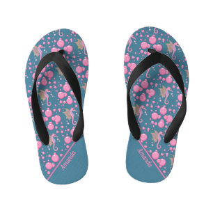 Butterfly Seahorse in Bubbles Custom Flip Flops