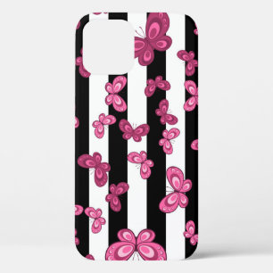 Butterfly seamless pattern on white background. Pa iPhone 12 Case
