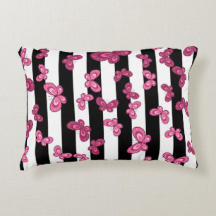 Butterfly seamless pattern on white background. Pa Decorative Cushion