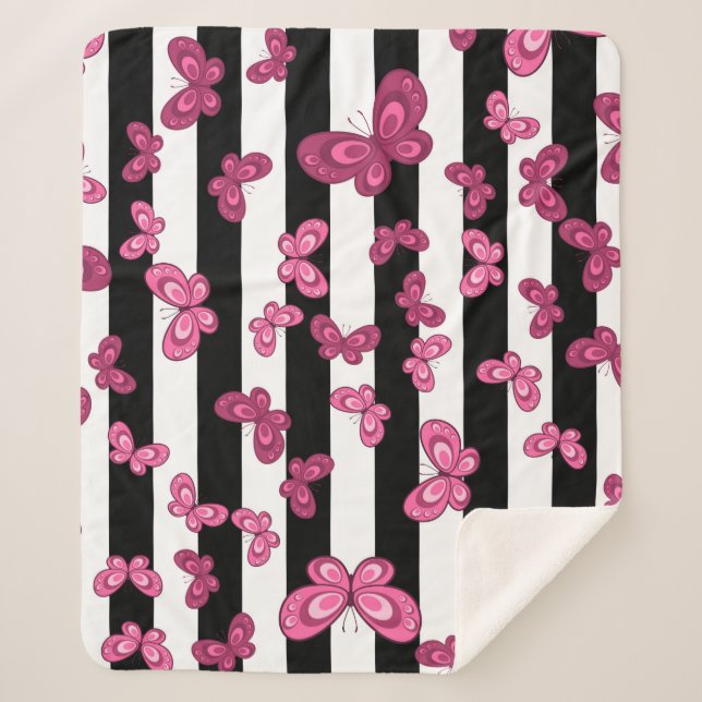 Butterfly seamless pattern on white background. Pa Sherpa Blanket (Front)
