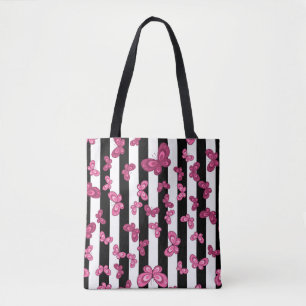 Butterfly seamless pattern on white background. Pa Tote Bag