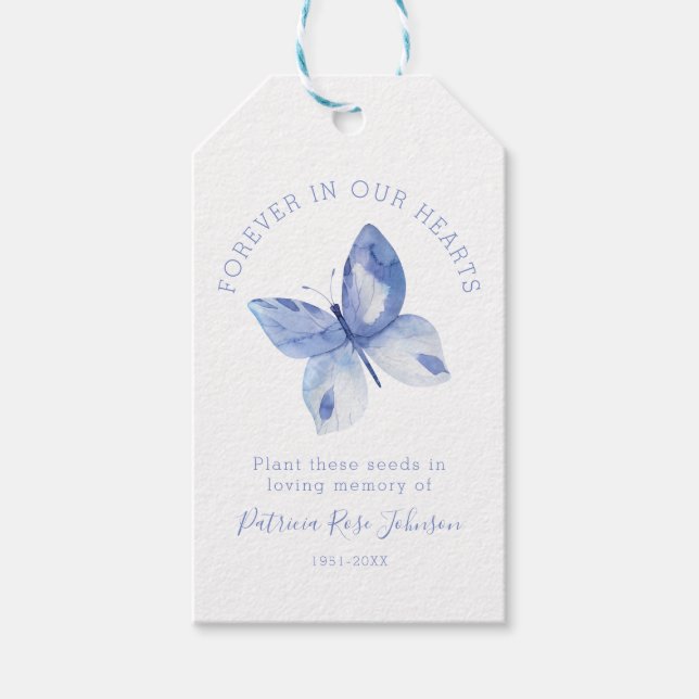 Butterfly Seed Packet Memorial Funeral Favour Tag (Front)