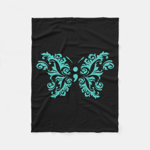Butterfly Semicolon Awareness Prevention Teal Fleece Blanket