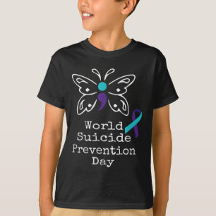 Butterfly Semicolon Gift Suicide Prevention Awaren T-Shirt