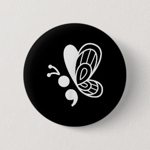 Butterfly Semicolon Mental Health Awareness 6 Cm Round Badge
