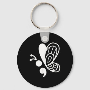 Butterfly Semicolon Mental Health Awareness Key Ring