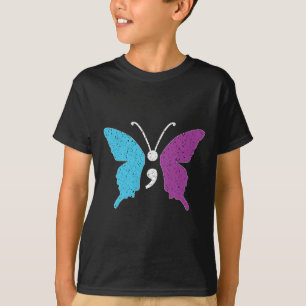 Butterfly Semicolon Purple And Teal Suicide Preven T-Shirt
