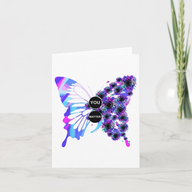 Butterfly Semicolon Suicide Awareness Mental Healt Card (Front)