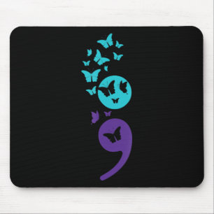 Butterfly Semicolon Suicide Awareness Mental Healt Mouse Mat