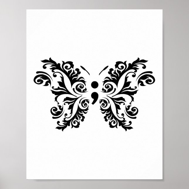 Butterfly Semicolon Suicide Awareness Prevention T Poster (Front)