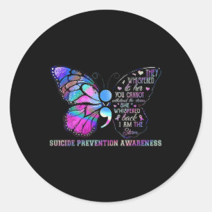 Butterfly Semicolon Suicide Prevention Awareness Classic Round Sticker