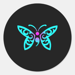 Butterfly Semicolon Warrior Suicide Prevention Awa Classic Round Sticker
