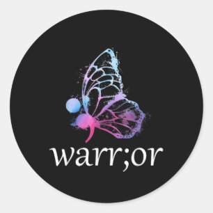 Butterfly Semicolon Warrior Suicide Prevention Awa Classic Round Sticker
