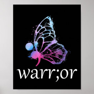 Butterfly Semicolon Warrior Suicide Prevention Awa Poster
