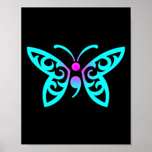 Butterfly Semicolon Warrior Suicide Prevention Awa Poster