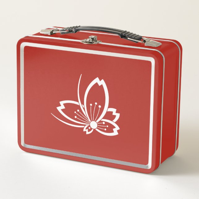 Butterfly-shaped shadowed Cherry blossom Lunch Box (Front)